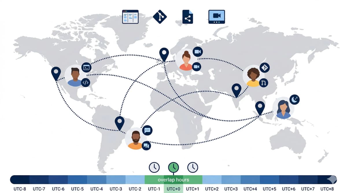 Remote software team working across time zones