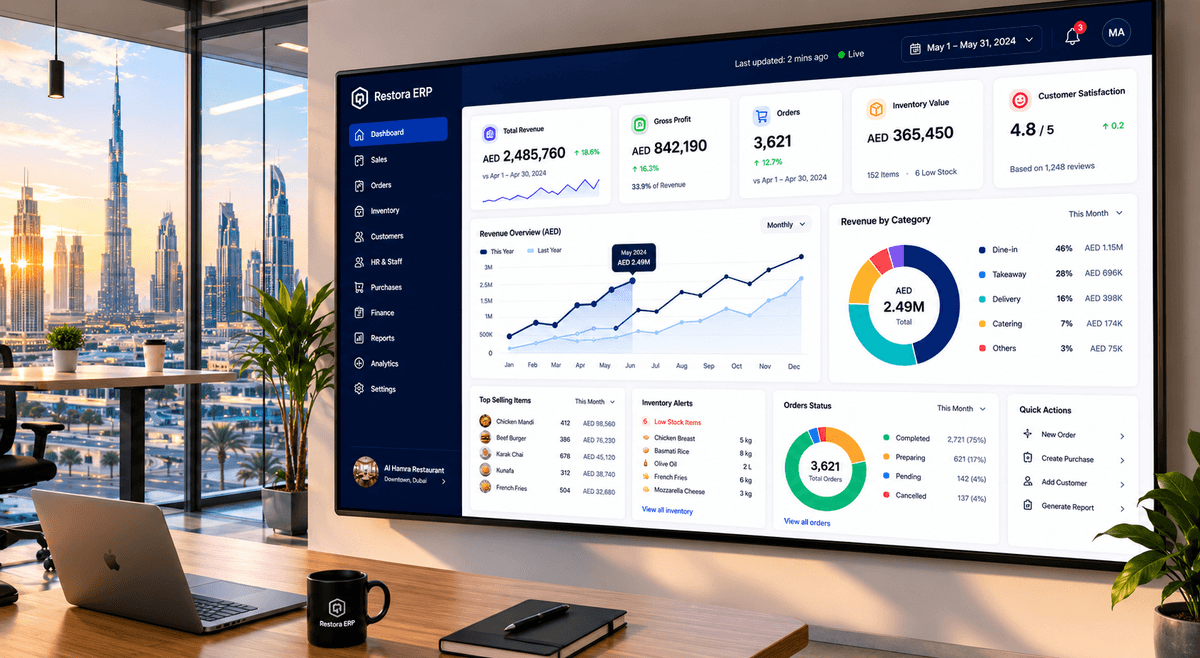 Business dashboard for a UAE company